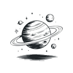 Wall Mural - Hand drawn vector illustration of planets in the solar system