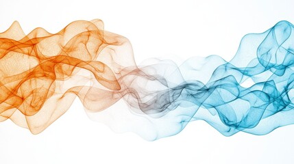 Poster - Abstract Colorful Smoke Wave Design in Orange, Blue, and Gray on White Background for Creative Digital Projects