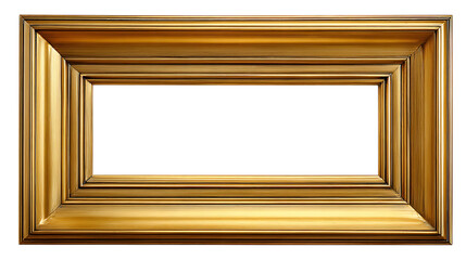 Ornate golden picture frame isolated on transparent background
