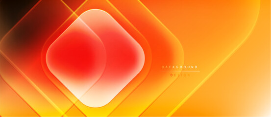 Aufkleber - Abstract orange background. Geometric shapes overlap, creating vibrant glow. Smooth gradients suggest modern design elements.