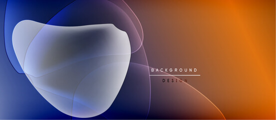 Poster - Abstract design features flowing shapes, blue orange gradient. Minimalist style, modern aesthetic, suitable background element.