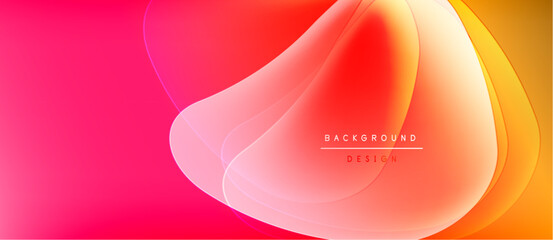 Aufkleber - Abstract flowing shapes, vibrant gradients. Pink, orange, yellow hues create dynamic visual effect. Modern design element.