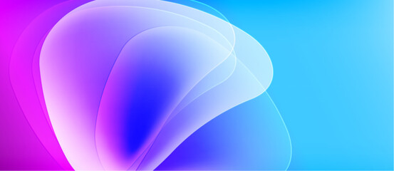 Poster - Abstract fluid shapes blend vibrant purple, blue hues. Soft gradients create ethereal, flowing visual experience. Minimalist design.
