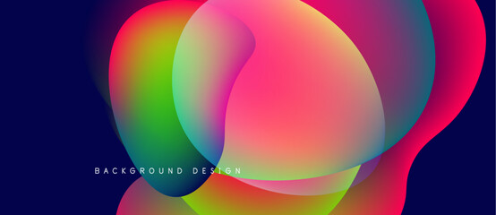 Aufkleber - Vibrant overlapping circles create fluid abstract background. Colors blend, forming dynamic visual experience. Modern design element.