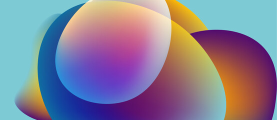 Poster - Abstract colorful shapes overlap. Gradient hues blend, creating vibrant visual effect. Smooth transitions, modern design.