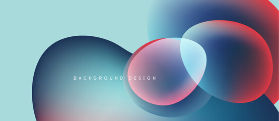 Poster - Abstract fluid shapes overlap. Blue, red, purple hues blend. Minimalist design with text background design. Smooth gradients create depth.