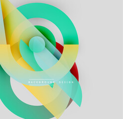 Poster - Abstract geometric shapes overlap, creating vibrant colorful composition. Modern design with transparency, gradients, soft hues.