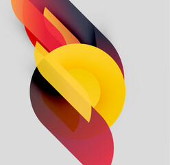 Poster - Abstract shapes overlap, creating dynamic composition. Warm colors dominate, contrasted by cool tones. Smooth gradients suggest depth, movement.