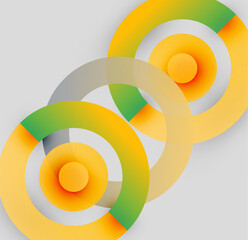 Poster - Abstract circles overlap, creating vibrant gradients. Yellow, green, gray tones dominate composition. Modern design element.