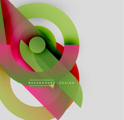 Poster - Abstract colorful design. Overlapping circles create dynamic visual effect. Bright hues blend, forming modern composition.