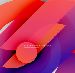 Poster - Abstract colorful shapes overlap creating dynamic visual effect. Gradient hues blend smoothly, offering modern aesthetic.