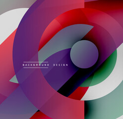 Poster - Abstract colorful circles overlap creating dynamic visual effect. Modern design elements present smooth gradients, vibrant hues.