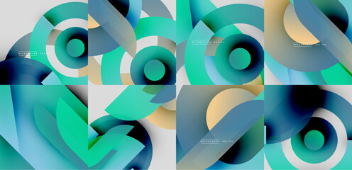 Poster - Abstract geometric patterns, vibrant colors, overlapping shapes. Modern design elements create dynamic visual experience.