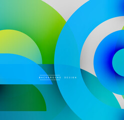 Poster - Abstract geometric shapes overlap. Vibrant blues, greens create dynamic composition. Smooth gradients offer modern aesthetic.