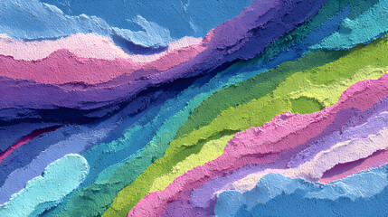 Poster - Vibrant, soft abstract lines create a colorful, textured backdrop with a blend of blue, green, and pink, reminiscent of a spring sky design
