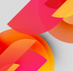 Poster - Abstract shapes overlap, creating vibrant color gradients. Warm tones dominate composition, with subtle shadows present. Modern design elements visible.