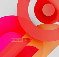 Poster - Abstract composition. Overlapping circles, vibrant reds, oranges, pinks. Modern design, clean lines, gradient effects. Minimalist aesthetic.