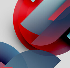 Poster - Abstract shapes overlap, creating dynamic composition. Red, blue hues dominate neutral background. Modern design elements present.