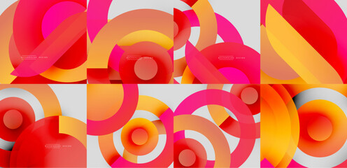 Poster - Abstract geometric patterns. Overlapping circles create vibrant color gradients. Modern design elements suggest fluidity, dynamism.