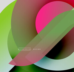 Poster - Abstract colorful shapes overlap creating dynamic visual effect. Gradients blend hues, forming modern design element.