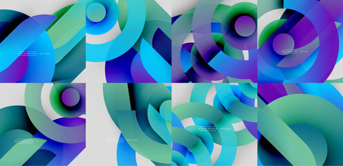 Aufkleber - abstract colorful backgrounds. overlapping circles create dynamic visual effects. modern design elem