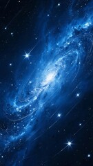 Wall Mural - Vibrant Blue Spiral Galaxy Illuminated by Stars in Deep Space