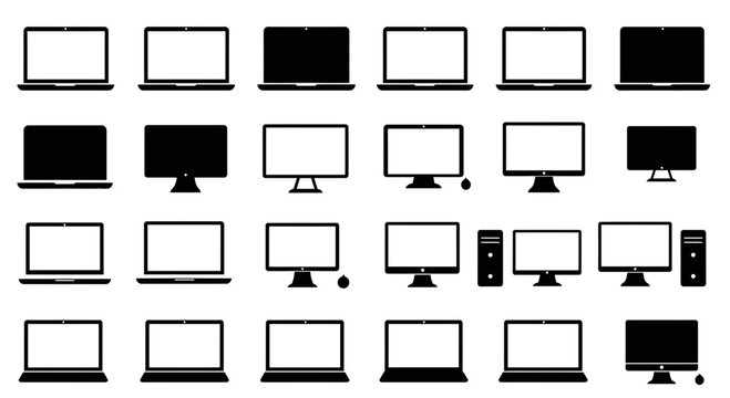 Various computer devices icons symbolizing digital technology and connection