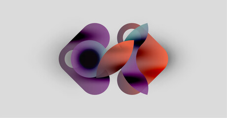 Poster - Abstract shapes overlap, creating vibrant color blends. Soft gradients suggest depth, form dynamic composition. Minimalist design.