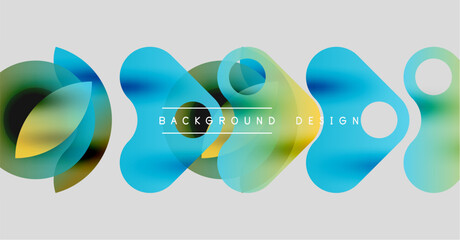 Poster - Abstract shapes overlap, creating vibrant blue, yellow gradients. Modern design element for backgrounds, presentations. Clean, minimalist aesthetic.