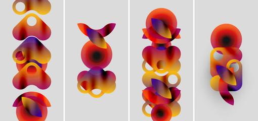 Poster - Abstract colorful shapes stacked vertically. Warm tones dominate, creating dynamic visual rhythm. Minimalist design, modern aesthetic.