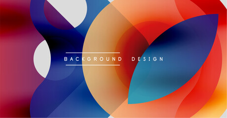 Poster - Abstract colorful shapes overlap. Gradient hues blend, creating dynamic visual effect. Modern design elements present smooth transitions.