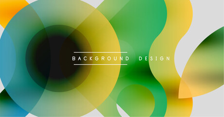 Poster - Abstract colorful shapes overlap. Gradient hues create dynamic visual effect. Modern design elements present smooth transitions.