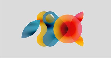 Poster - Abstract colorful shapes overlap, creating dynamic visual composition. Soft gradients suggest fluidity, movement, modern design aesthetic.