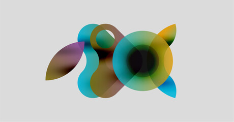 Poster - Abstract colorful overlapping circles create dynamic visual composition. Soft gradients suggest depth, movement, modern design.