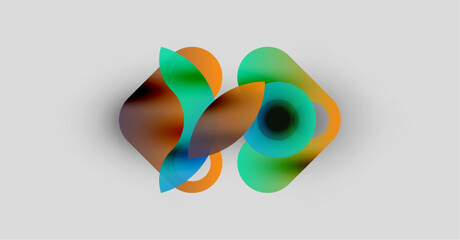 Poster - Abstract shapes overlap, creating vibrant color blends. Soft gradients suggest fluid movement, light interplay. Minimalist composition.