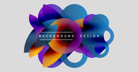 Poster - Abstract colorful shapes overlap, creating dynamic visual effect. Text reads background design centered within composition.