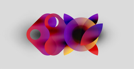 Poster - Abstract colorful shapes overlap, creating vibrant visual effect. Soft gradients blend, forming dynamic composition. Modern design element.