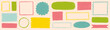 © Polina Tomtosova - Doodle brush crayon shape frame set. Hand drawn paint box, circle border label, pastel text frame in rough chalk brush texture. Cute color scribble square, round shape background. Vector illustration
