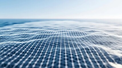 Abstract blue water with net structure, ocean with network technology concept.