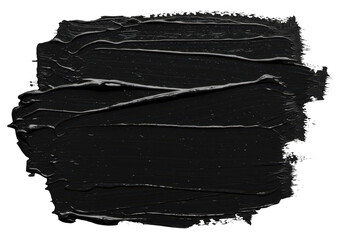 Poster - A thick, textured black paint stroke with visible brush marks, isolated on a transparent background