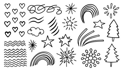 Hand Drawn Doodle Elements Vector Set.