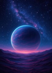 Wall Mural - surreal cosmic ocean planet illustration.