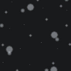 Poster - Pixel Art Falling Snow in Dark Atmosphere Background, Monochrome