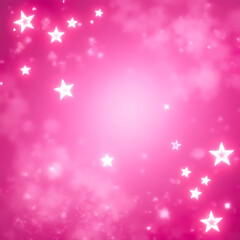 Poster - Pink background with glowing white stars and soft bokeh effect creating a dreamy and festive atmosphere for celebrations
