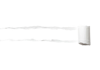 Poster - A horizontal strip of white paper is torn with rough edges and a rolled corner, isolated on a transparent background