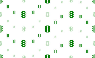 Poster - Seamless pattern of large and small green traffic lights symbols. The elements are arranged in a wavy. Illustration on light green background