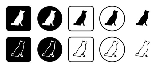 Poster - Icon set of dog symbol. Filled, outline, black and white icons set, flat style.  Illustration on transparent background