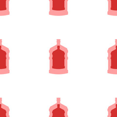 Poster - Seamless pattern of large isolated red a large bottle of water symbols. The elements are evenly spaced. Illustration on light red background