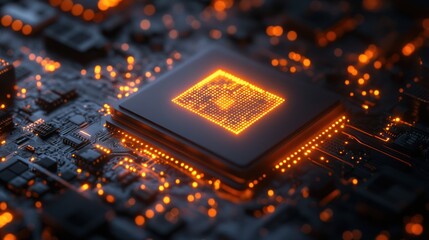 Poster - High-tech CPU on circuit board