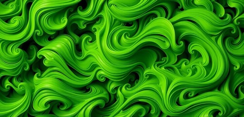 Wall Mural - Swirling green abstract forms evoke lush foliage and natural growth,  beauty,  pattern